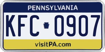 PA license plate KFC0907