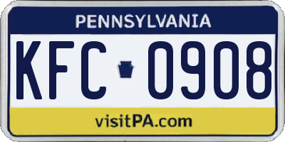 PA license plate KFC0908