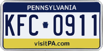 PA license plate KFC0911