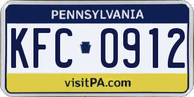 PA license plate KFC0912