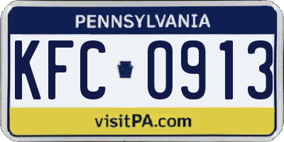PA license plate KFC0913
