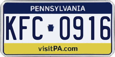 PA license plate KFC0916
