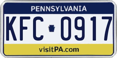 PA license plate KFC0917