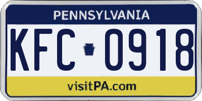 PA license plate KFC0918