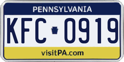 PA license plate KFC0919