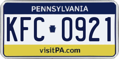 PA license plate KFC0921