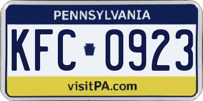 PA license plate KFC0923