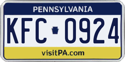 PA license plate KFC0924