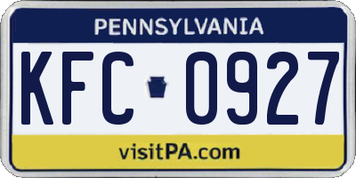 PA license plate KFC0927