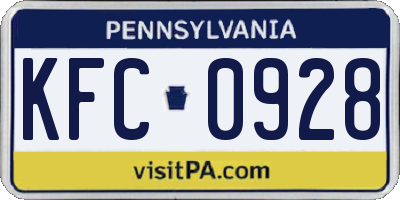 PA license plate KFC0928