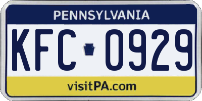 PA license plate KFC0929
