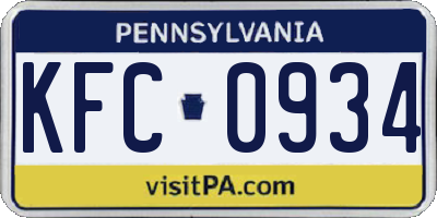 PA license plate KFC0934