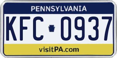 PA license plate KFC0937