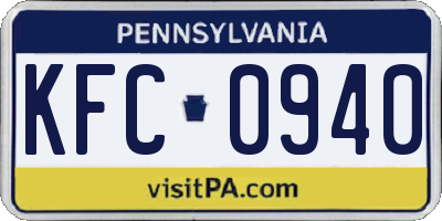 PA license plate KFC0940