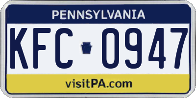 PA license plate KFC0947