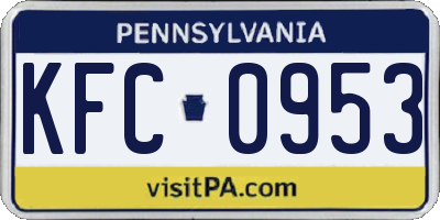 PA license plate KFC0953