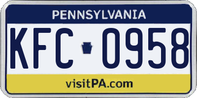 PA license plate KFC0958