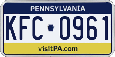 PA license plate KFC0961