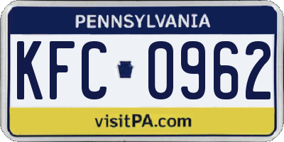 PA license plate KFC0962