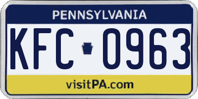 PA license plate KFC0963