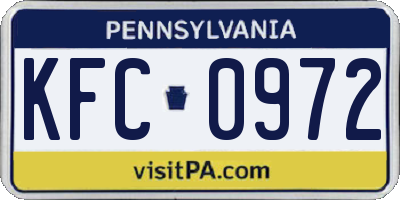 PA license plate KFC0972
