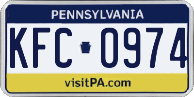 PA license plate KFC0974