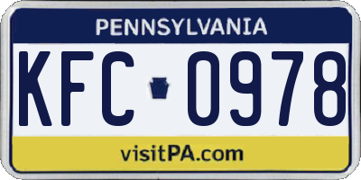 PA license plate KFC0978