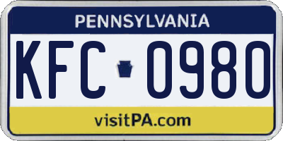 PA license plate KFC0980