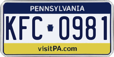 PA license plate KFC0981