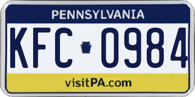 PA license plate KFC0984