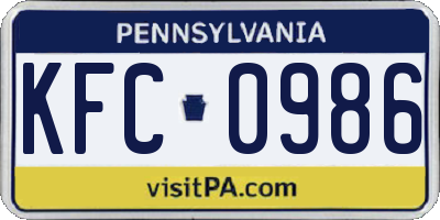 PA license plate KFC0986