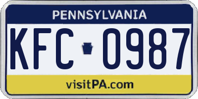 PA license plate KFC0987