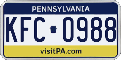 PA license plate KFC0988