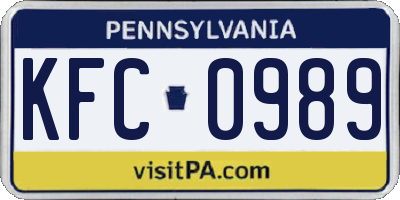 PA license plate KFC0989