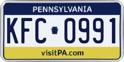 PA license plate KFC0991