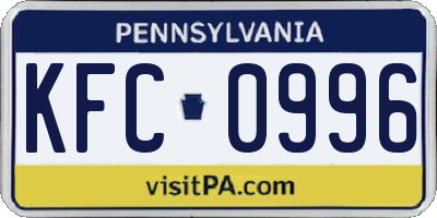 PA license plate KFC0996