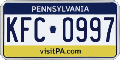 PA license plate KFC0997
