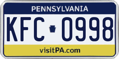 PA license plate KFC0998