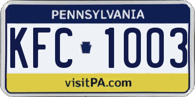 PA license plate KFC1003