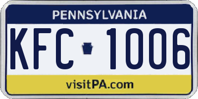 PA license plate KFC1006