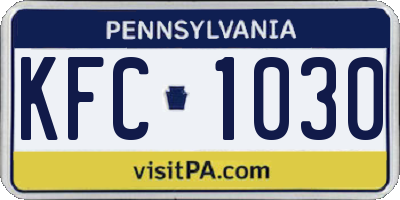 PA license plate KFC1030