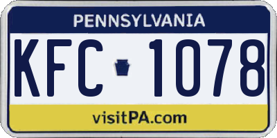 PA license plate KFC1078