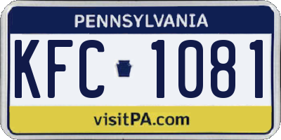 PA license plate KFC1081
