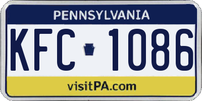 PA license plate KFC1086