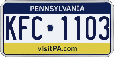 PA license plate KFC1103