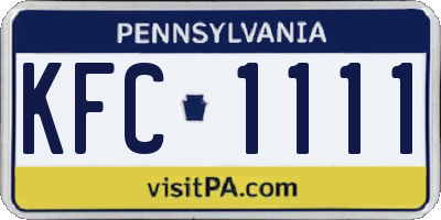 PA license plate KFC1111
