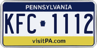 PA license plate KFC1112