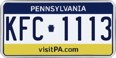 PA license plate KFC1113