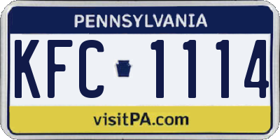PA license plate KFC1114