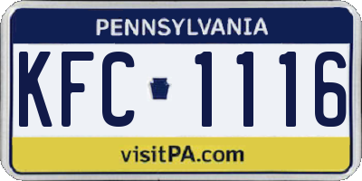 PA license plate KFC1116